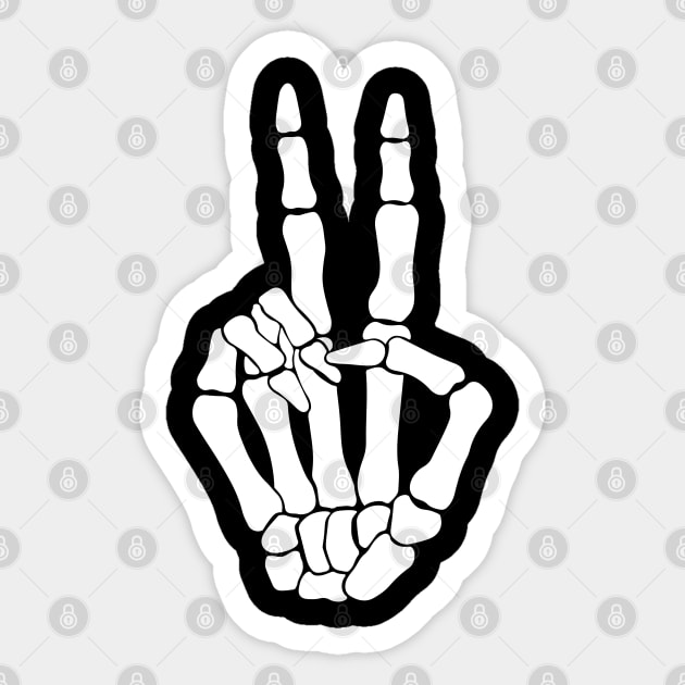 Skeleton Peace Sign Hand Hippie Halloween Sticker by PUFFYP